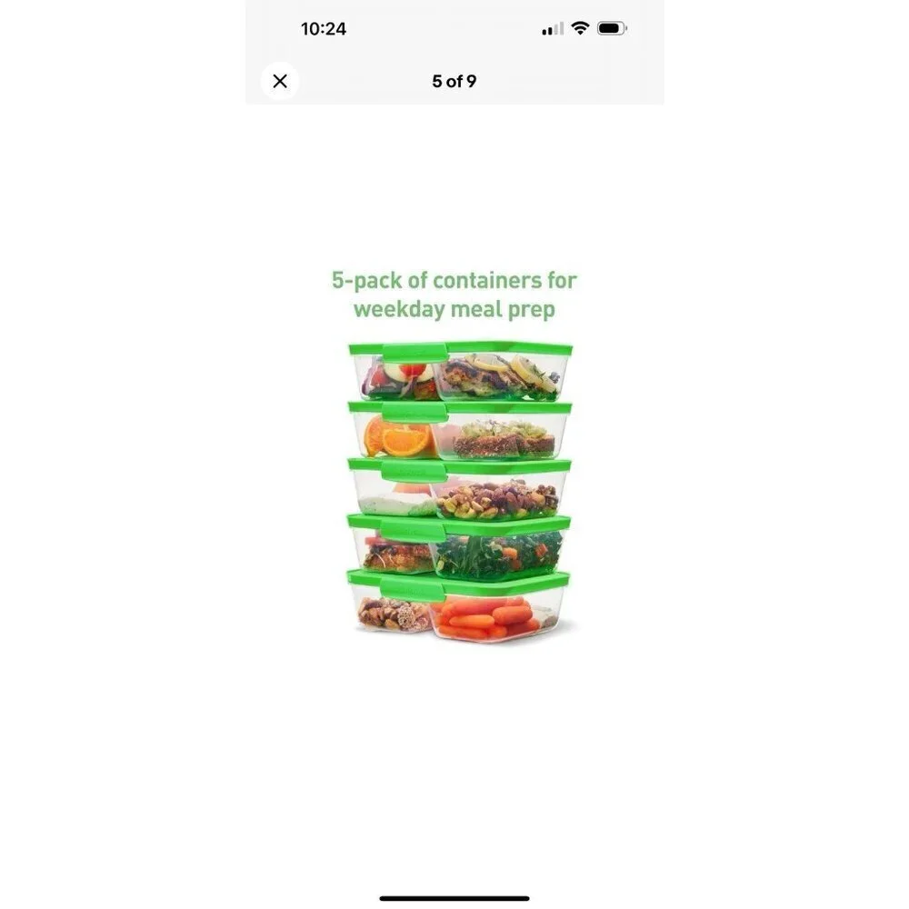 Sistema NEST IT Meal Prep Food Containers 29.4oz. Set Of 5 With Lids Green